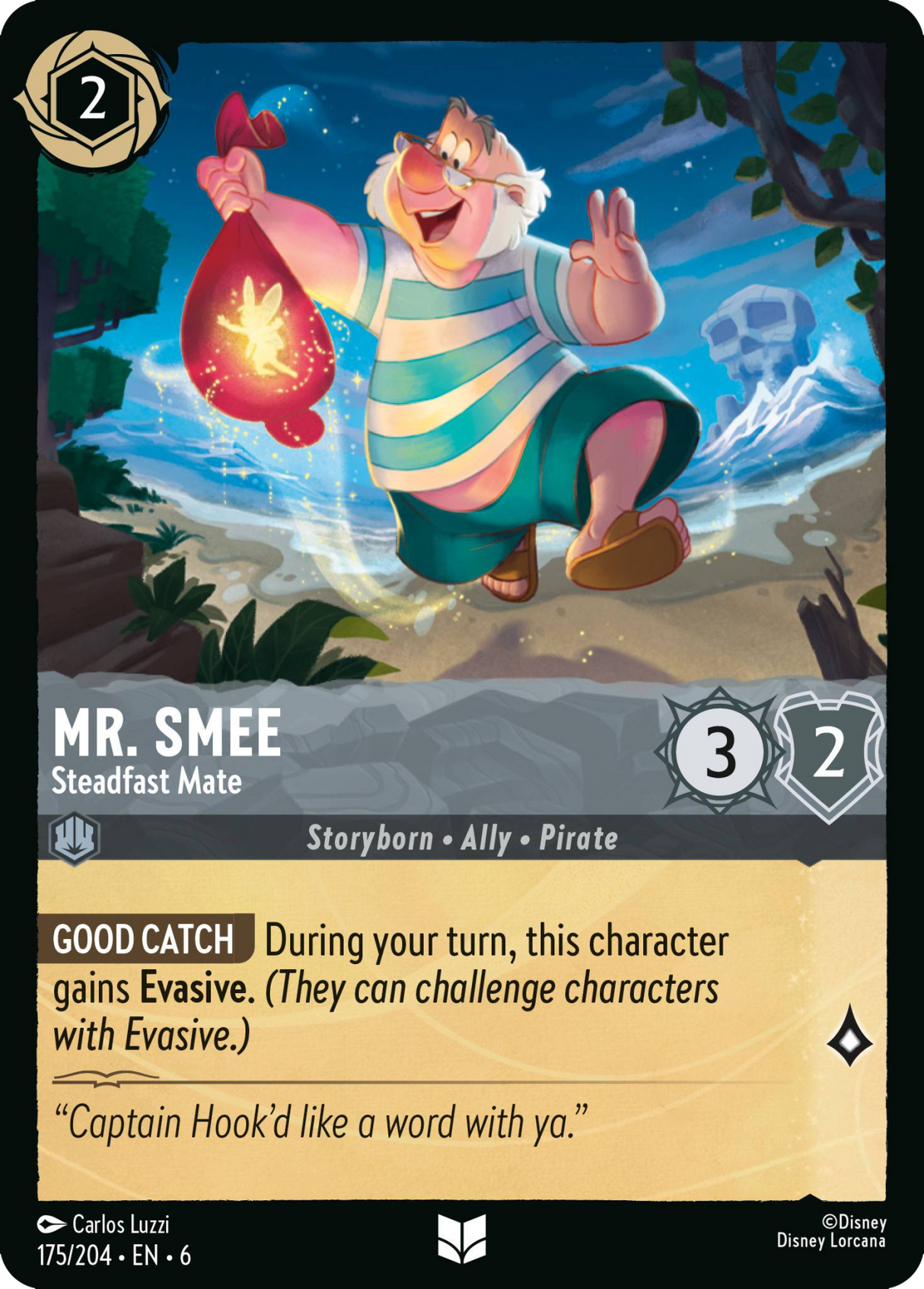 Disney Lorcana Azurite Sea 175/204 Mr. Smee - Steadfast Mate
