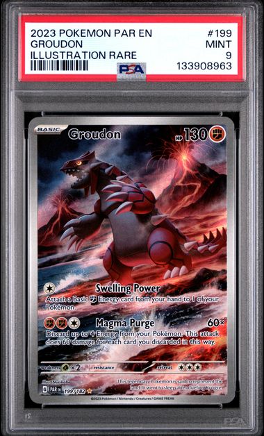2023 POKEMON PAR EN-PARADOX RIFT #199 GROUDON ILLUSTRATION RARE PSA 9