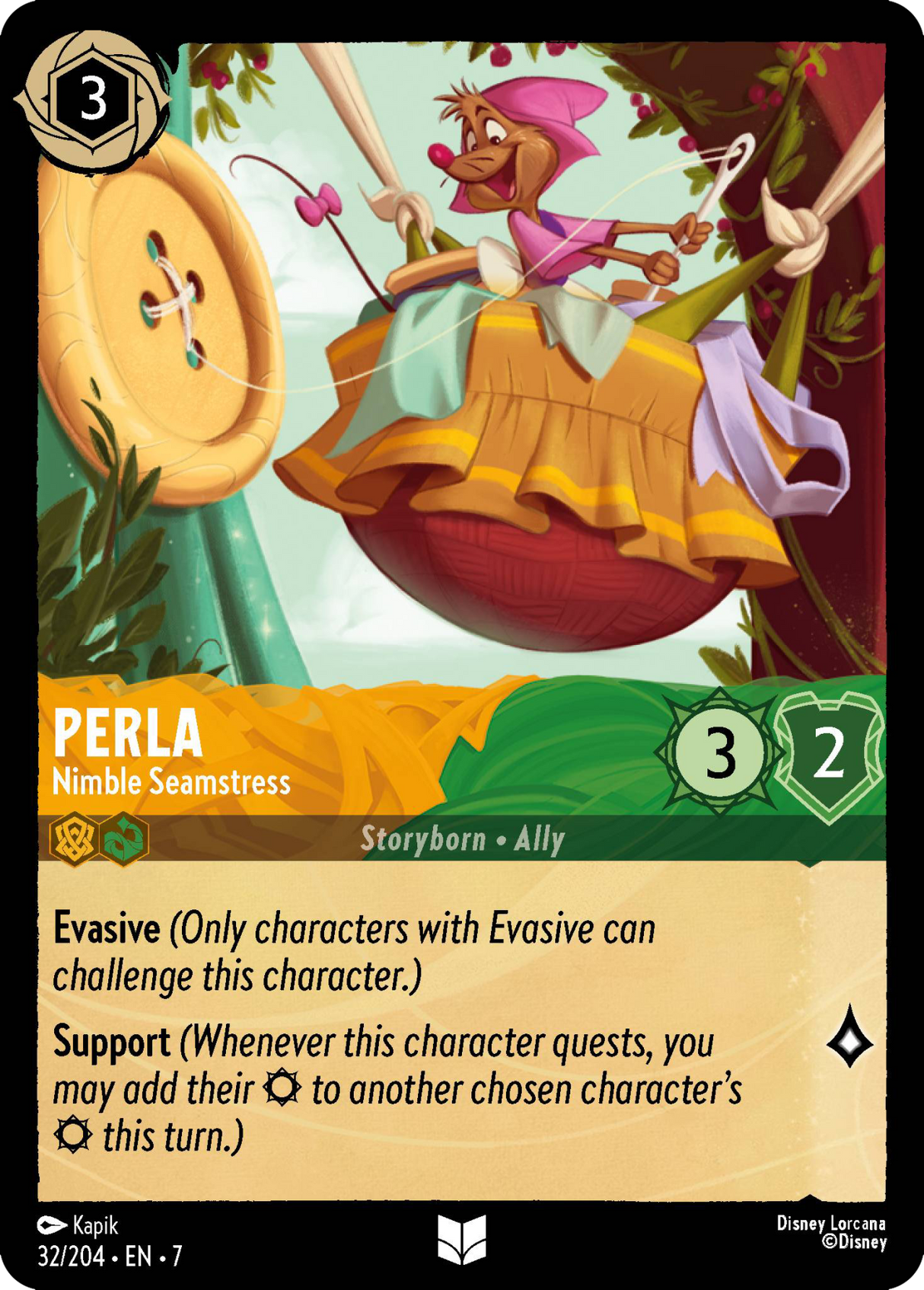 Disney Lorcana Archazia's Island 032/204 Perla - Nimble Seamstress
