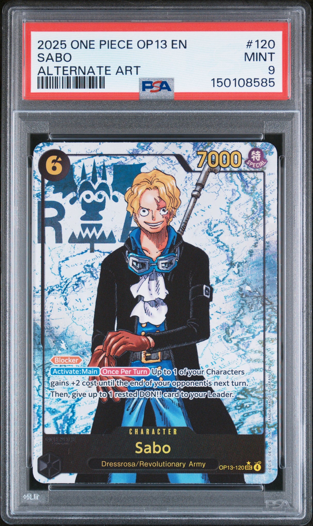 2025 ONE PIECE OP13-CARRYING ON HIS WILL #120 SABO ALTERNATE ART PSA 9