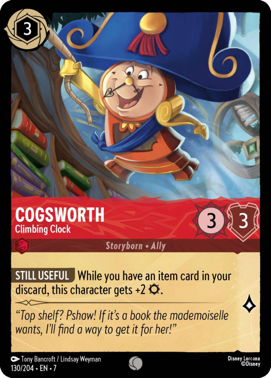 Disney Lorcana Archazia's Island 130/204 Cogsworth - Climbing Clock Foil