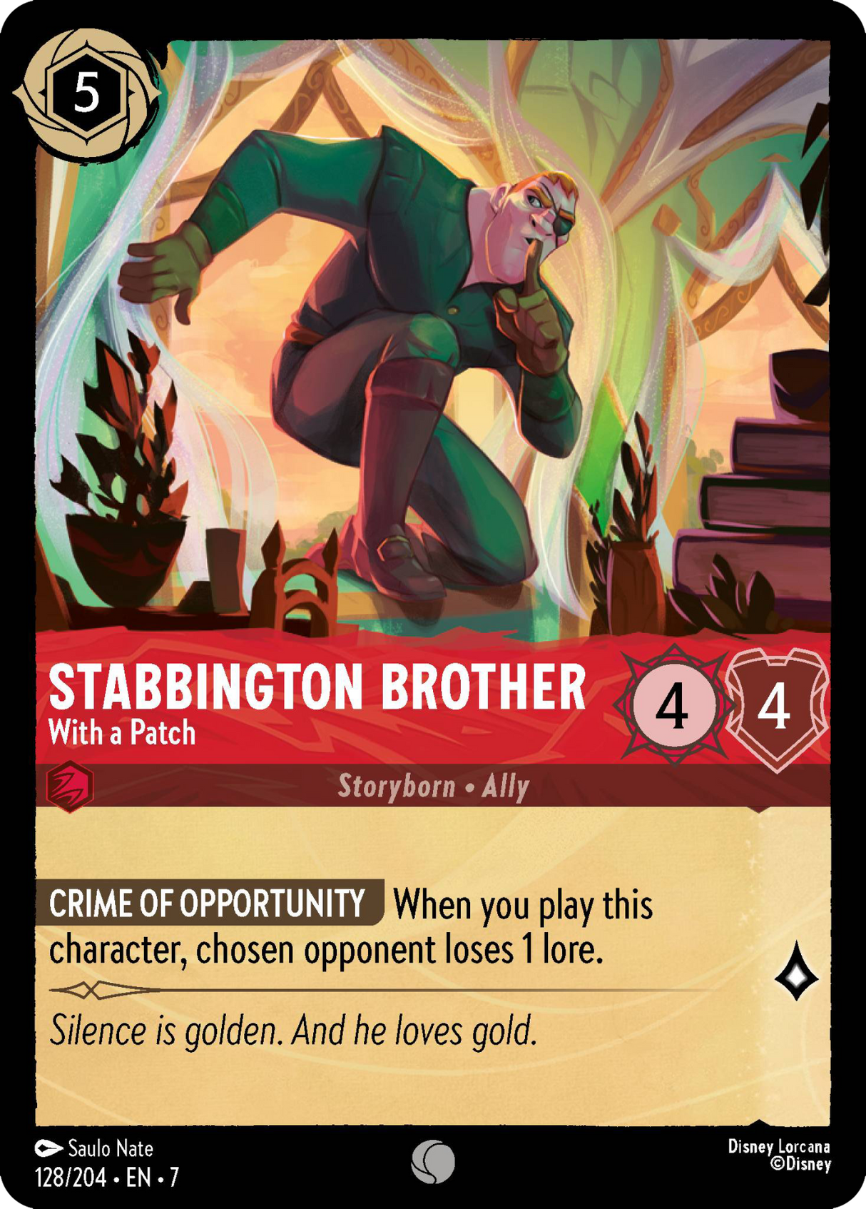 Disney Lorcana Archazia's Island 128/204 Stabbington Brother - With a Patch