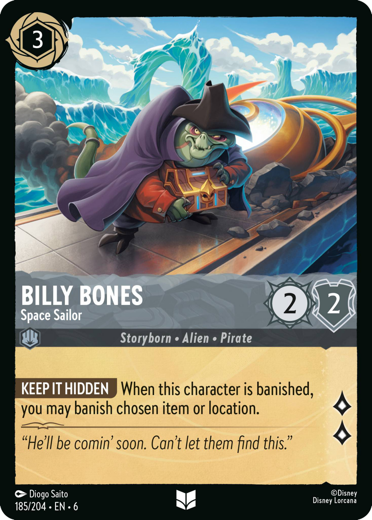 Disney Lorcana Azurite Sea 185/204 Billy Bones - Space Sailor Foil