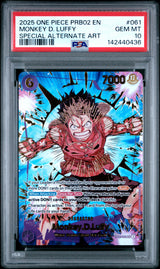 2025 ONE PIECE PRB02 THE BEST- VOL.2 #061 MONKEY D. LUFFY SPECIAL ALTERNATE ART PSA 10