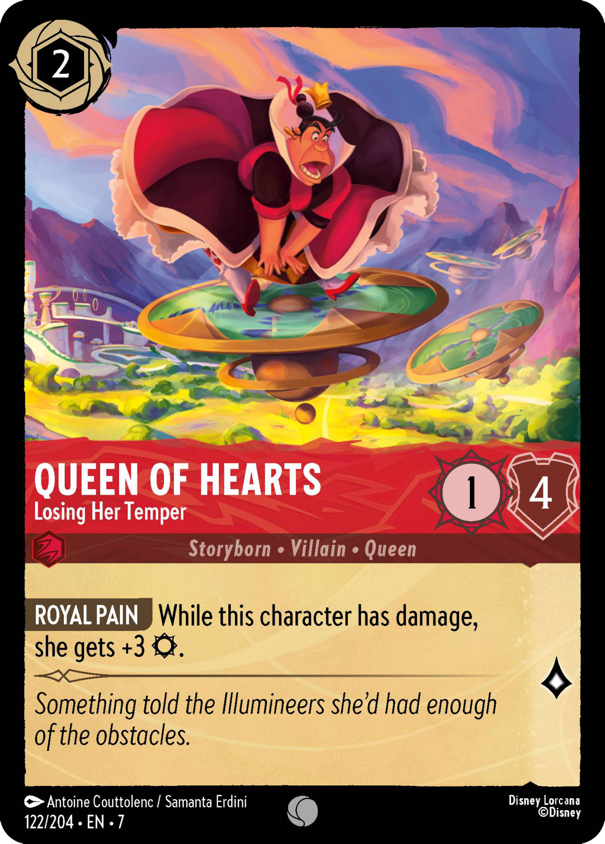 Disney Lorcana Archazia's Island 122/204 Queen of Hearts - Losing Her Temper