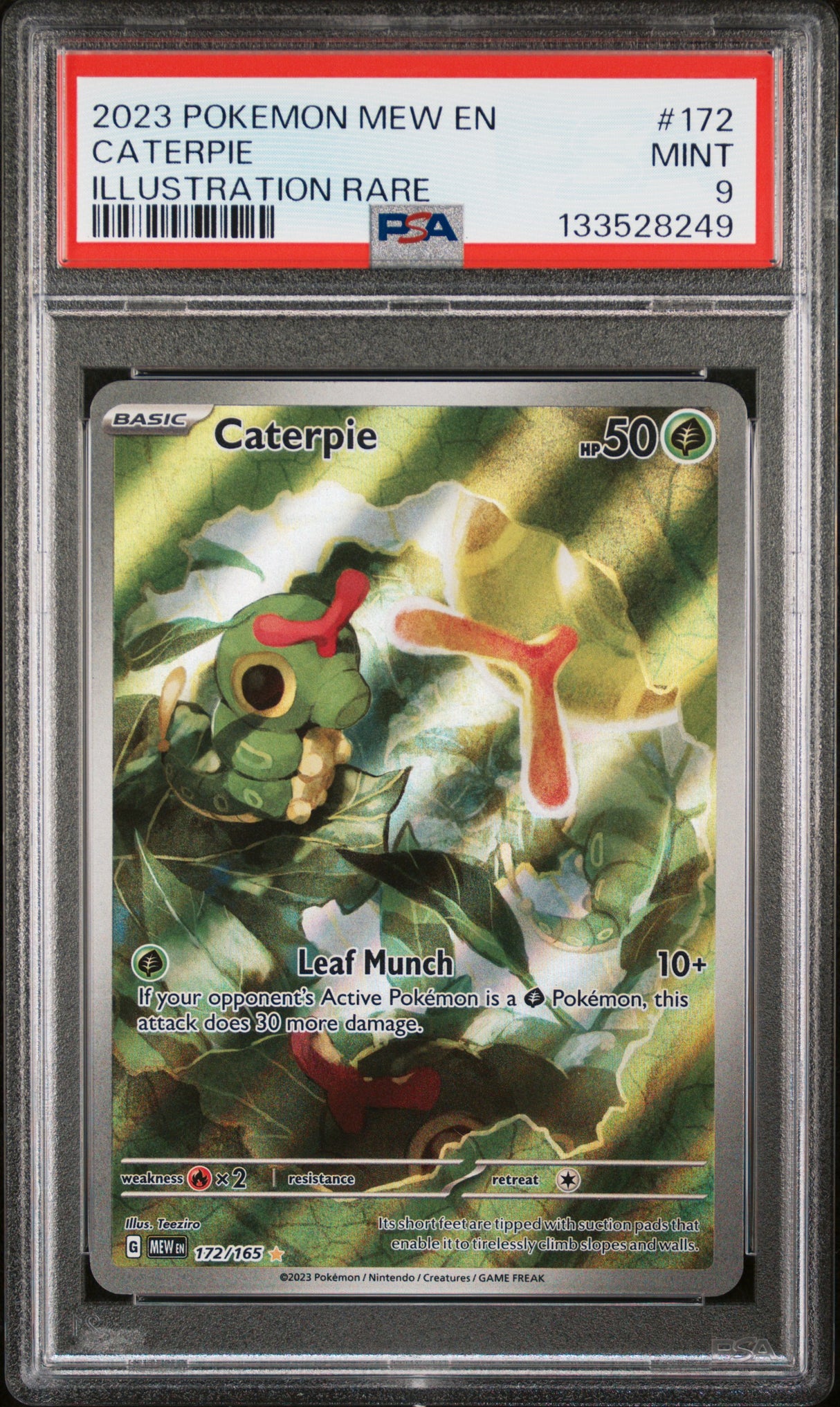 2023 POKEMON MEW EN-151 #172 CATERPIE ILLUSTRATION RARE PSA 9
