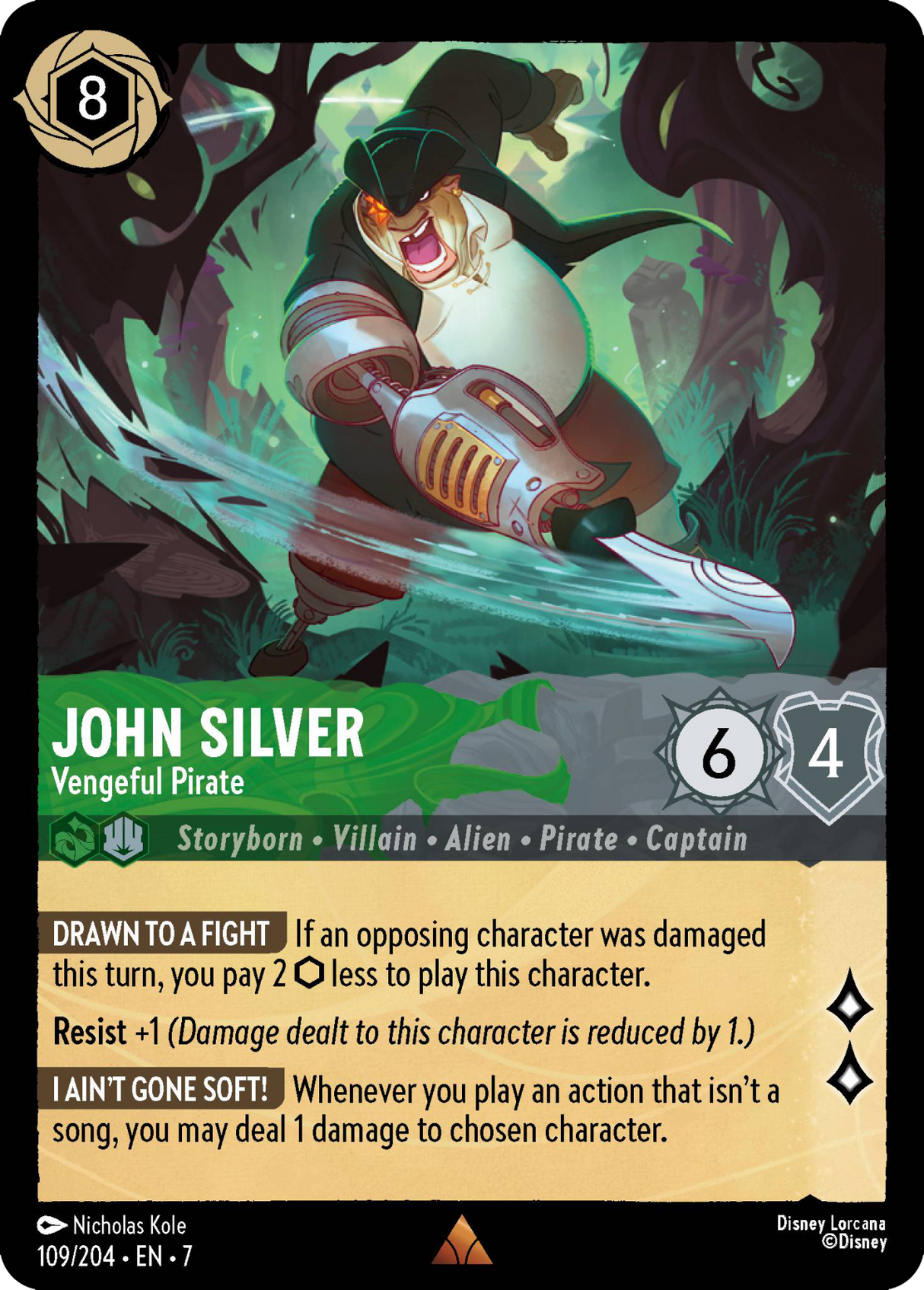Disney Lorcana Archazia's Island 109/204 John Silver - Vengeful Pirate