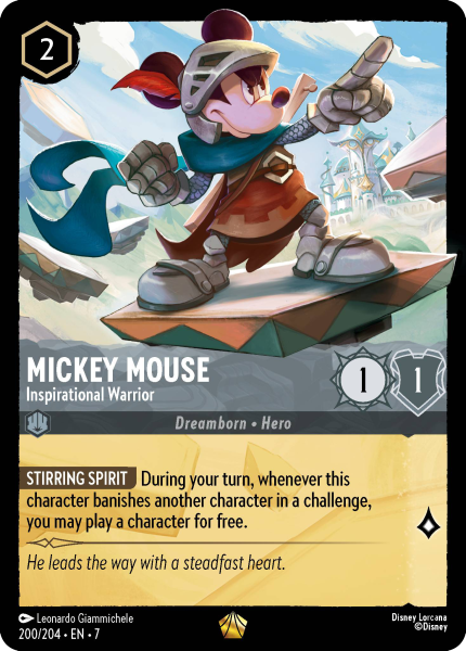 Disney Lorcana Archazia's Island 200/204 Mickey Mouse - Inspirational Warrior