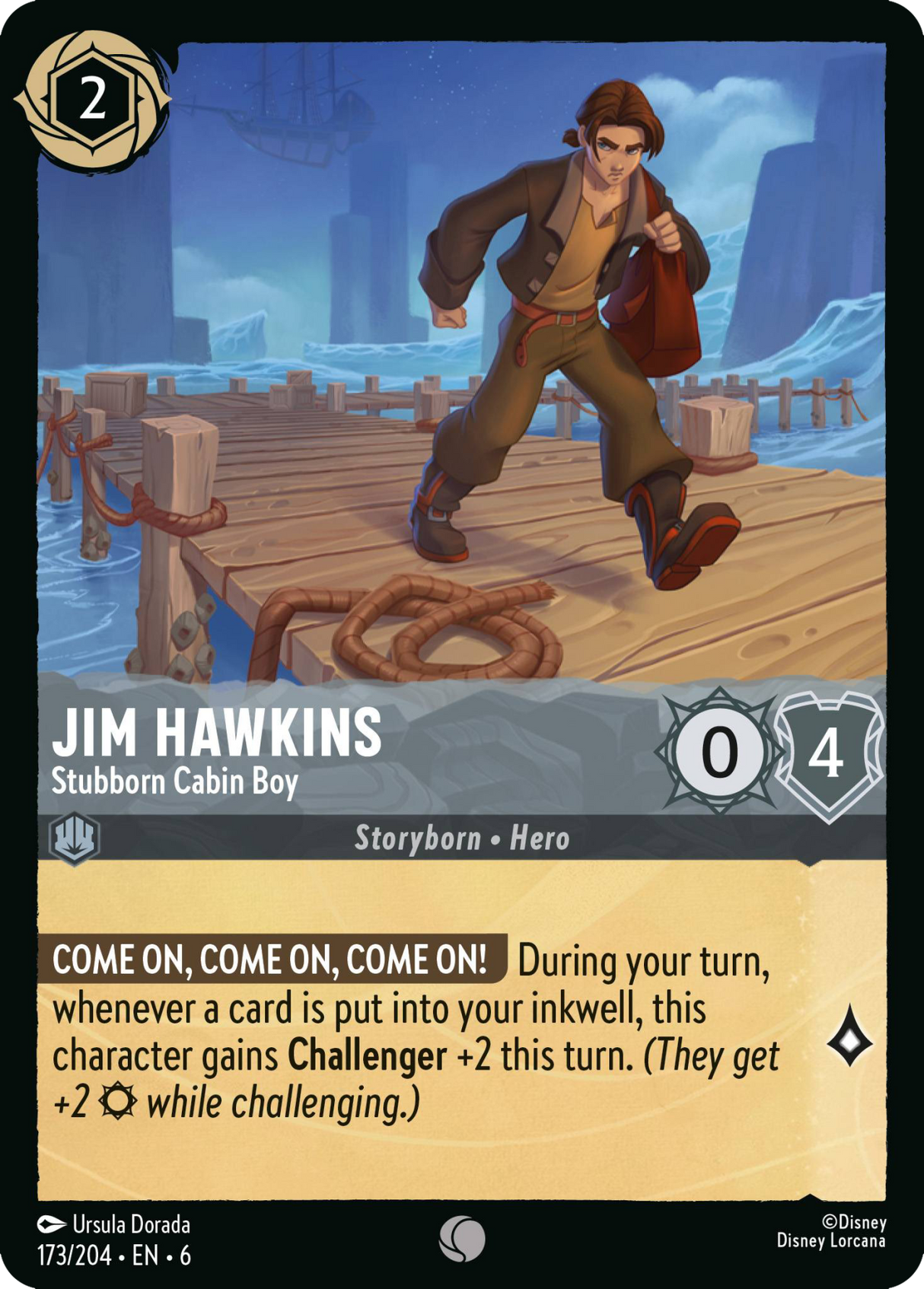 Disney Lorcana Azurite Sea 173/204 Jim Hawkins - Stubborn Cabin Boy Foil