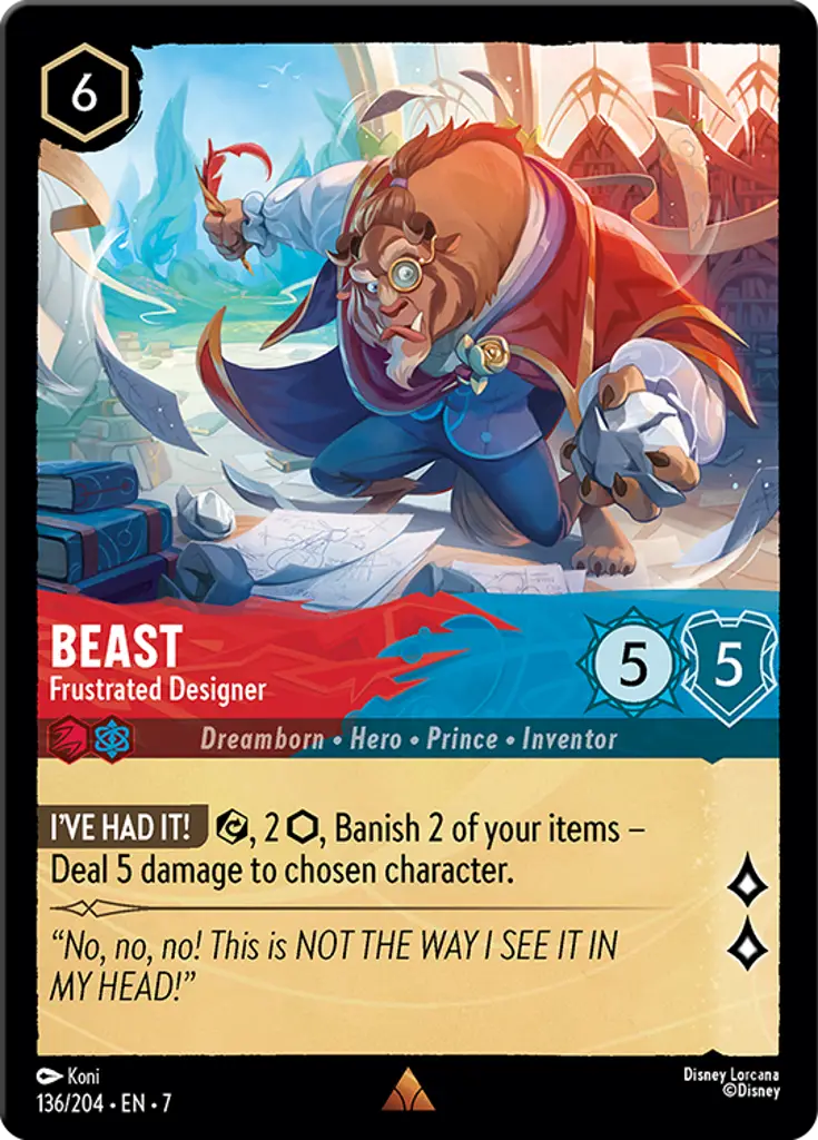 Disney Lorcana Archazia's Island 136/204 Beast - Frustrated Designer