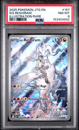 2025 POKEMON JTG EN-JOURNEY TOGETHER #167 N'S RESHIRAM ILLUSTRATION RARE PSA 8
