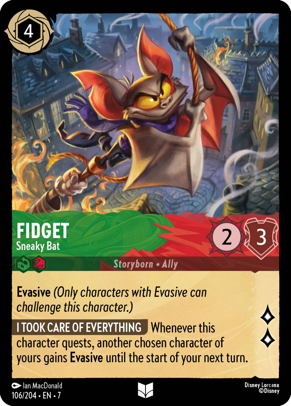 Disney Lorcana Archazia's Island 106/204 Fidget - Sneaky Bat