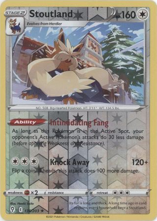 SWSH Evolving Skies 135/203 Stoutland Reverse
