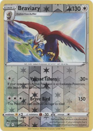 SWSH Evolving Skies 137/203 Braviary Reverse