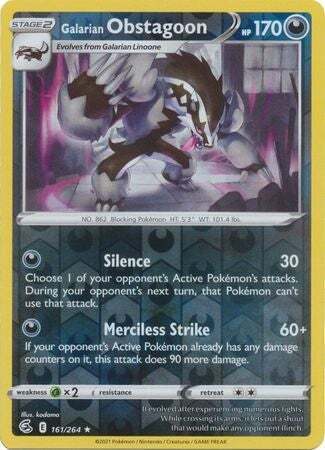 SWSH Fusion Strike 161-264 Galarian Obstagoon Reverse