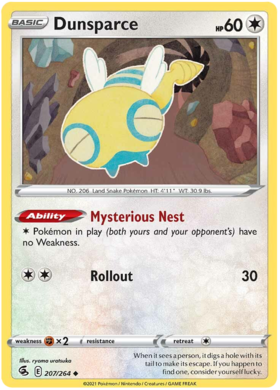 SWSH Fusion Strike 207-264 Dunsparce