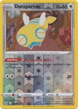 SWSH Fusion Strike 207-264 Dunsparce Reverse