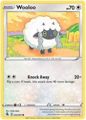 SWSH Fusion Strike 222-264 Wooloo
