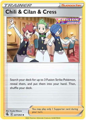 SWSH Fusion Strike 227-264 Chili & Cilan & Cress