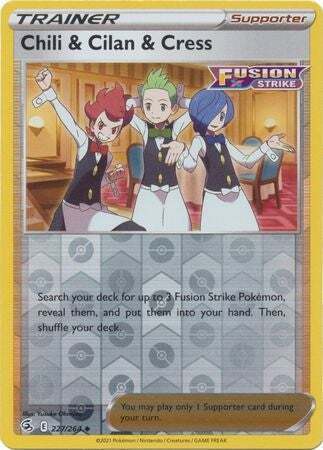 SWSH Fusion Strike 227-264 Chili & Cilan & Cress Reverse