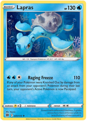 SWSH Brilliant Stars 031-172 Lapras Reverse