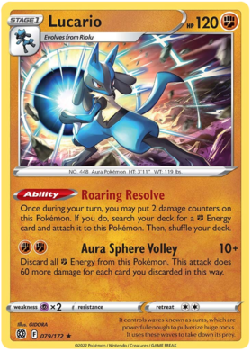 SWSH Brilliant Stars 079-172 Lucario Reverse