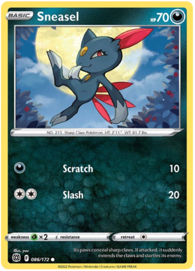 SWSH Brilliant Stars 086-172 Sneasel Reverse