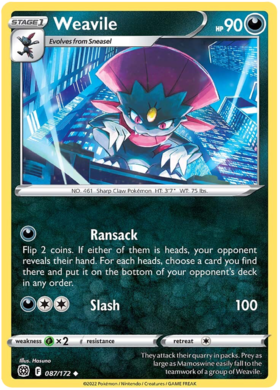 SWSH Brilliant Stars 087-172 Weavile