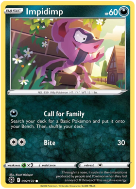 SWSH Brilliant Stars 092-172 Impidimp Reverse