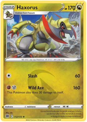 SWSH Brilliant Stars 112-172 Haxorus Reverse