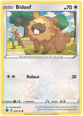 SWSH Brilliant Stars 120-172 Bidoof Reverse