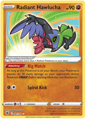 SWSH Astral Radiance 081-189 Radiant Hawlucha