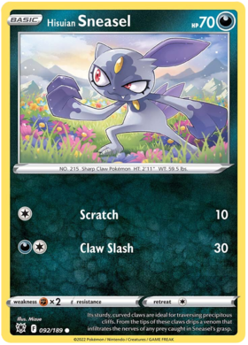 SWSH Astral Radiance 092-189 Hisuian Sneasel