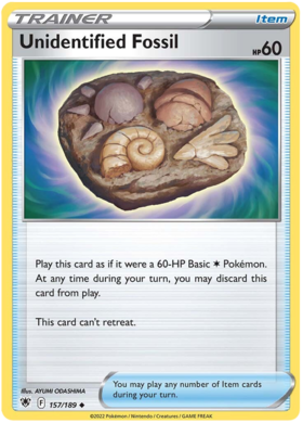 SWSH Astral Radiance 157-189 Unidentified Fossil