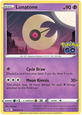 SWSH Pokemon Go 034-078 Lunatone