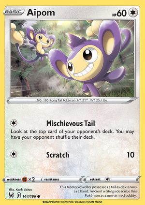 SWSH Lost Origin 144-196 Aipom