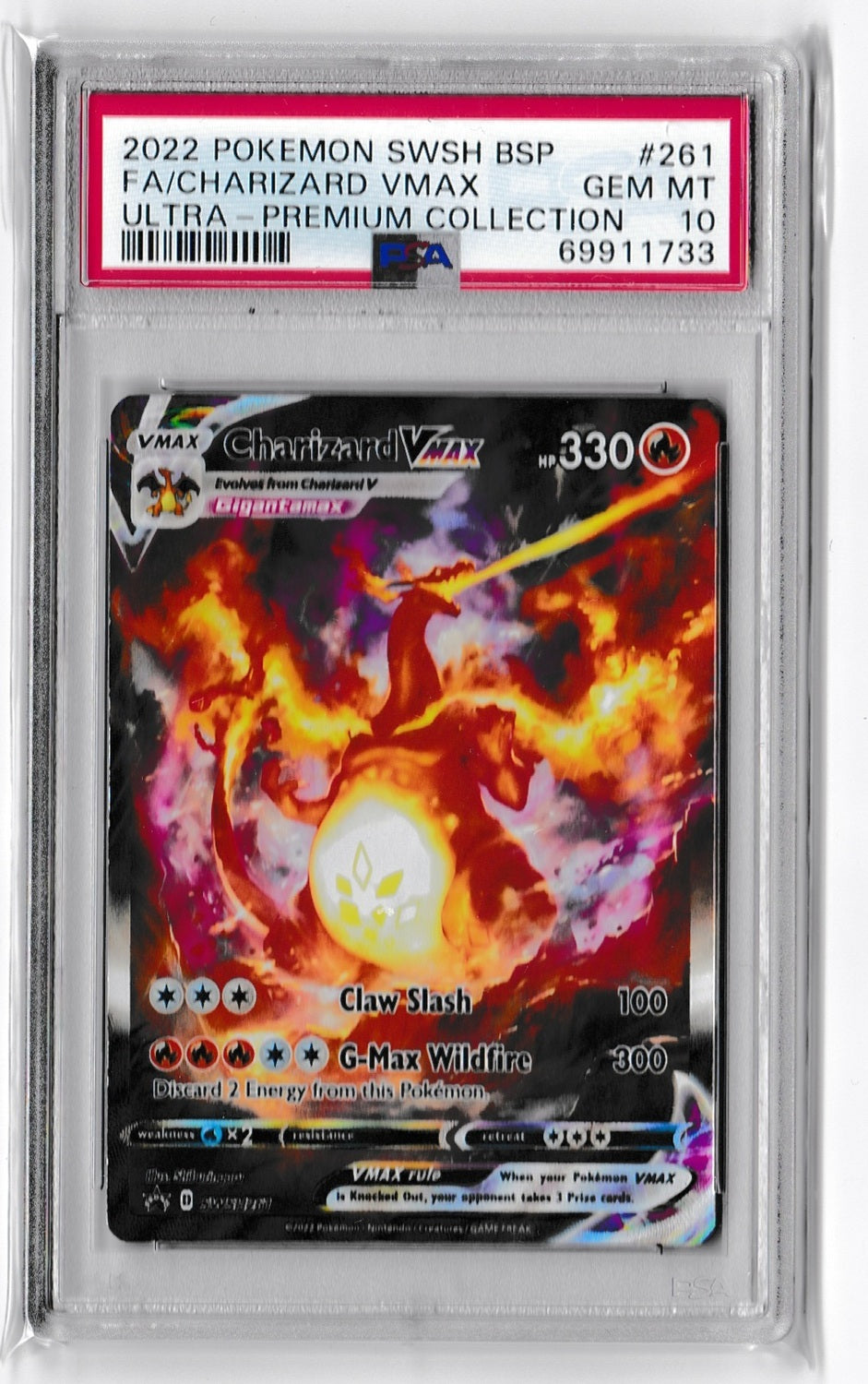 Pokemon Swsh Black Star Promo 261 Full Art/Charizard Vmax Sword & Shield Ultra-Premium Collection-Charizard GEM MINT 10