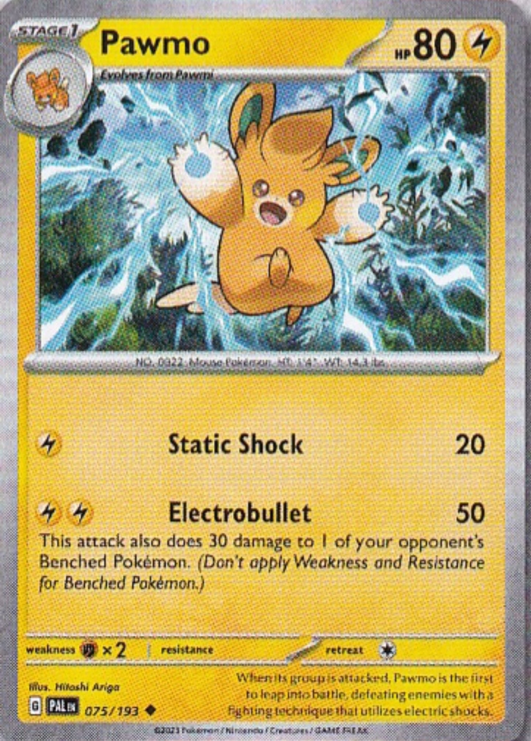 Scarlet & Violet Paldea Evolved 075/193 Pawmo Reverse Holo