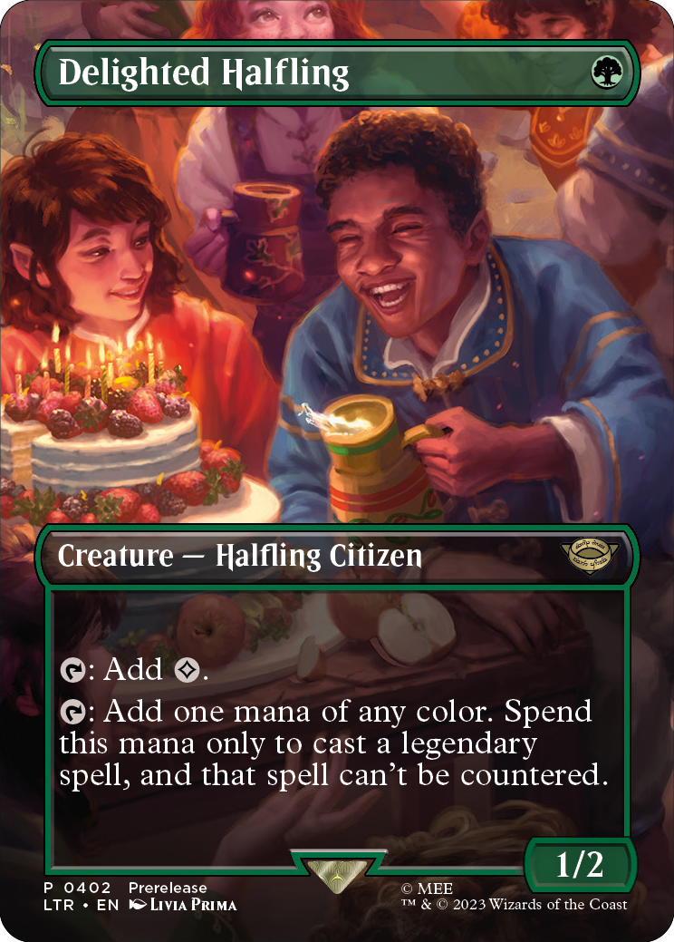 MTG Lord Of The Rings 0402 Delighted Halfling (Borderless Art)