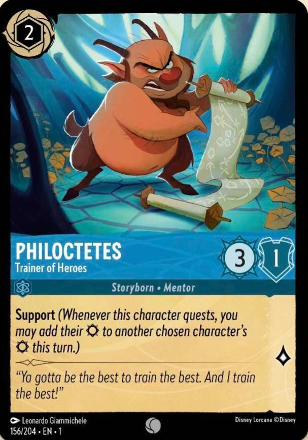 Disney Lorcana The First Chapter 156/204 PHILOCTETES Trainer Of Heroes Foil