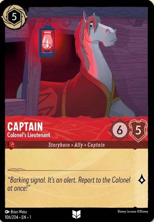 Disney Lorcana The First Chapter 106/204 CAPTAIN Colonel's Lieutenant Foil