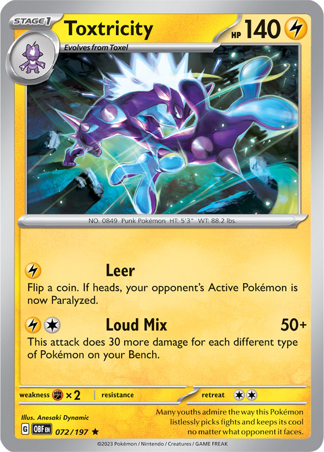 Scarlet & Violet Obsidian Flames 072/197 Toxtricity Holo