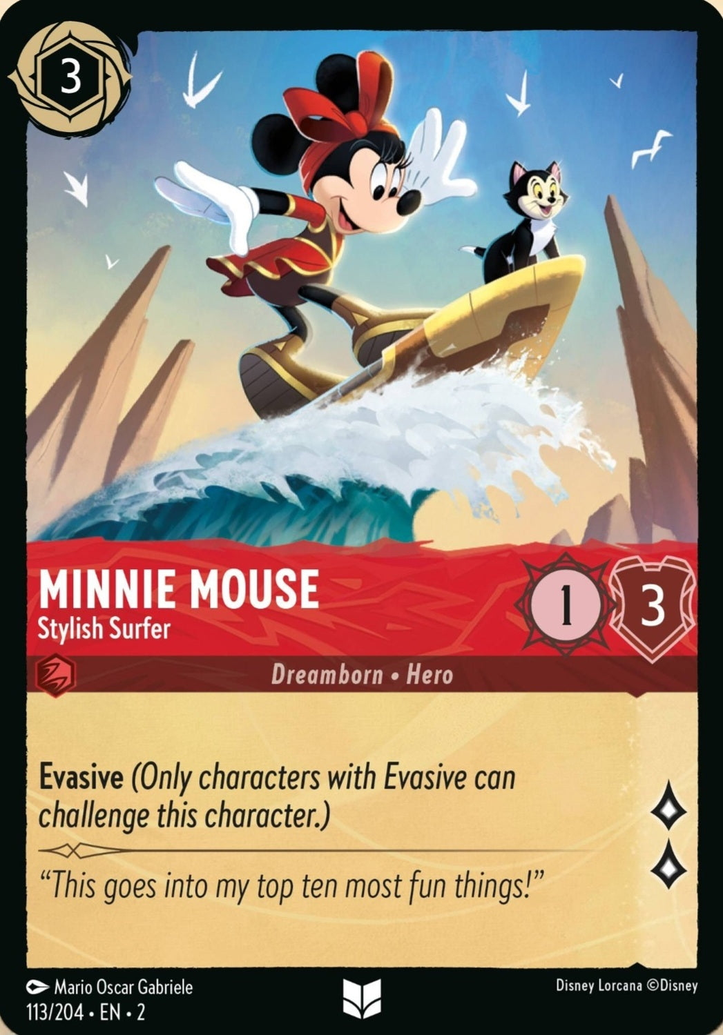 Disney Lorcana Rise Of The Floodborn 113/204 MINNIE MOUSE Stylish Surfer