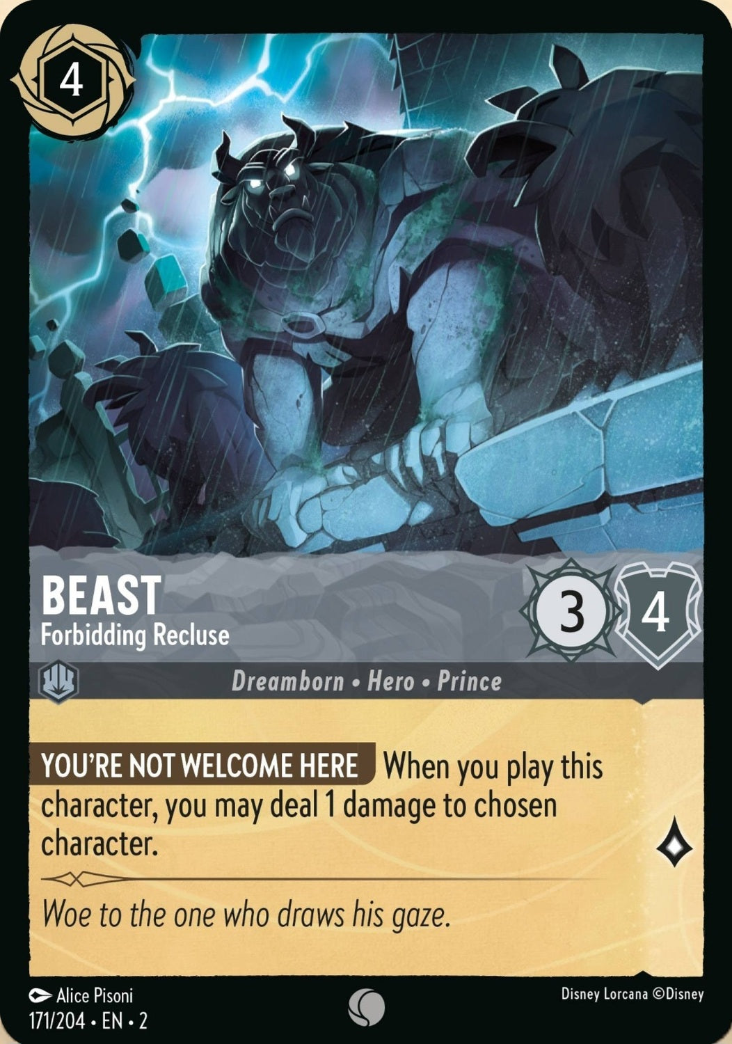 Disney Lorcana Rise Of The Floodborn 171/204 BEAST Forbidding Recluse