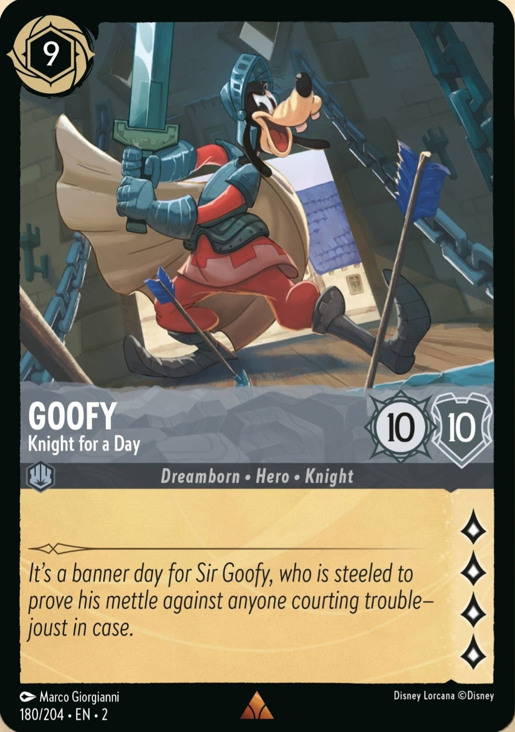 Disney Lorcana Rise Of The Floodborn 180/204 GOOFY Knight for a Day