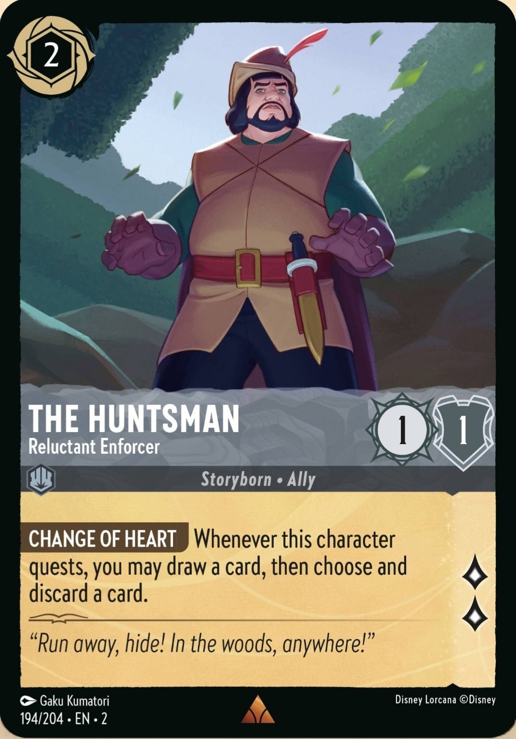 Disney Lorcana Rise Of The Floodborn 194/204 THE HUNTSMAN Reluctant Enforcer