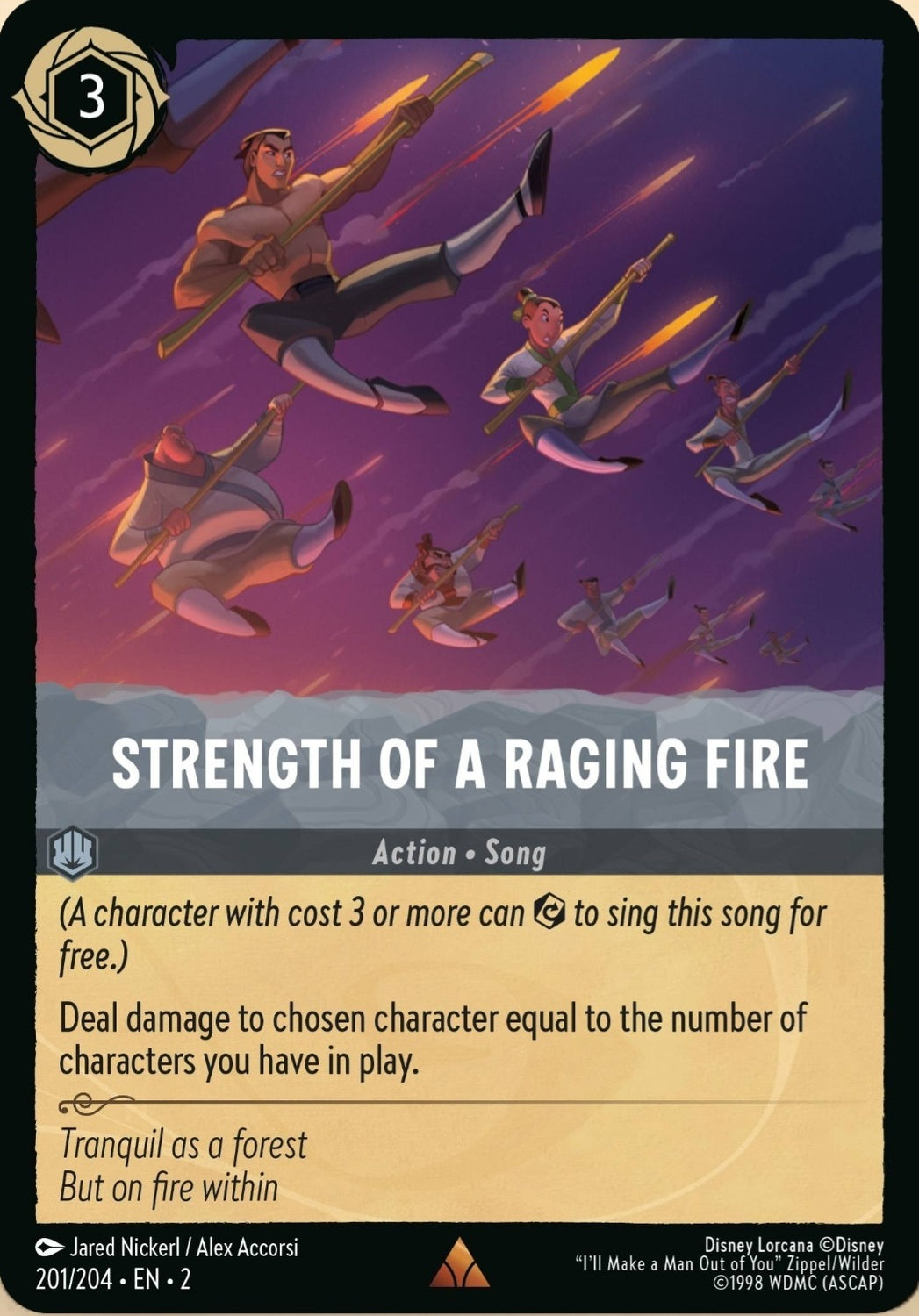Disney Lorcana Rise Of The Floodborn 201/204 STRENGTH OF THE RAGING FIRE