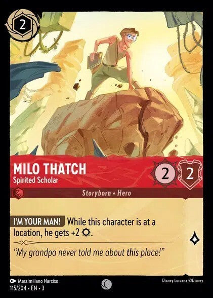Disney Lorcana Into The Inklands 115/204 MILO THATCH Spirited Scholar
