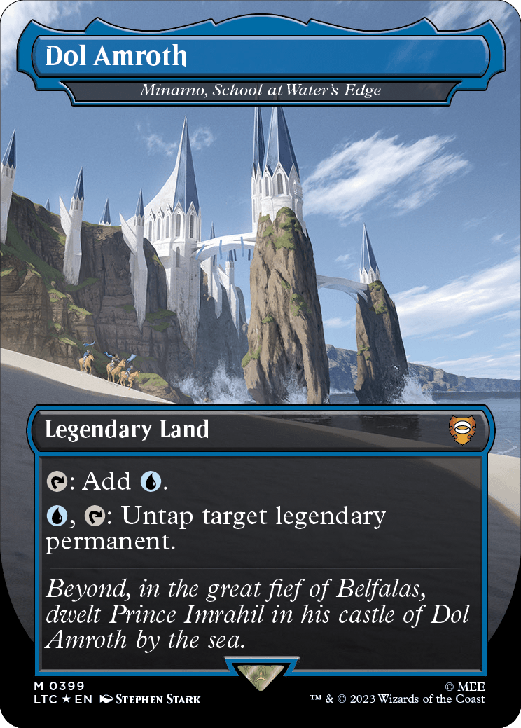 MTG Lord Of The Rings 0399 Minamo, School at Water's Edge (Borderless Surge Foil)