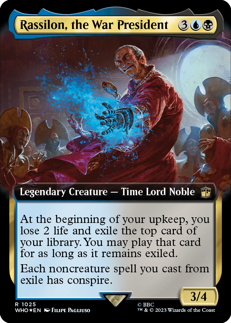 MTG Doctor Who 1025 Rassilon, the War President (Extended Art Surge Foil)